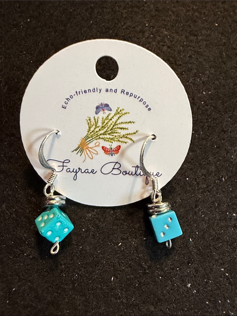 Fayrae Boutique Turquoise Dice Dangle Earrings
